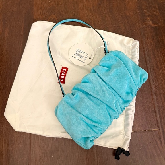 STAUD Handbags - NWT STAUD Bean Convertible Suede Shoulder Bag in Crystal Water fall, Turquoise